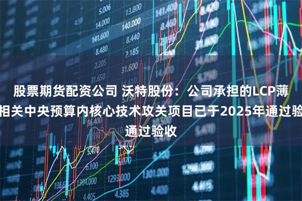 股票期货配资公司 沃特股份：公司承担的LCP薄膜相关中央预算内核心技术攻关项目已于2025年通过验收