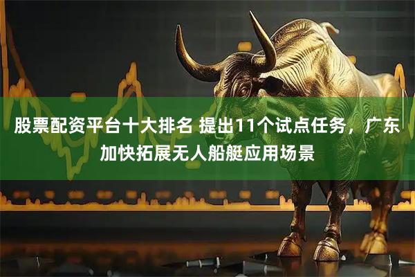 股票配资平台十大排名 提出11个试点任务，广东加快拓展无人船艇应用场景